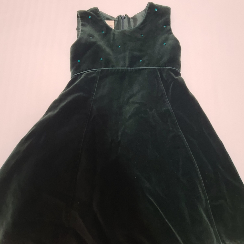 Laura Ashley Velvet Kids Dress in Deep Green